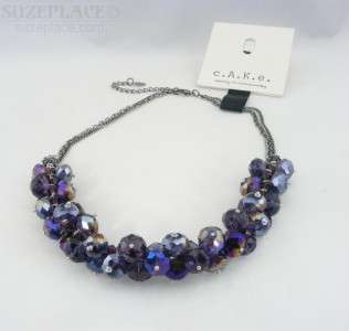 NEW C.A.K.E. BY ALI KHAN NEW YORK PURPLE IRIDESCENT CRYSTAL NECKLACE 