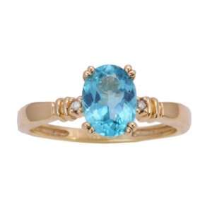   Gold Apatite and Diamond 4 Prong Solitaire Ring, Size 8 Jewelry