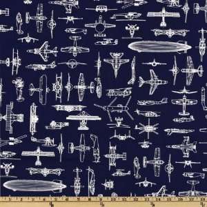  44 Wide Patriots Planes & Helicopters Navy Fabric By The 