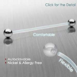 Bio Flex Surface Piercing Barbells   14G, 5mm Ball, 5/8 Length   Sold 