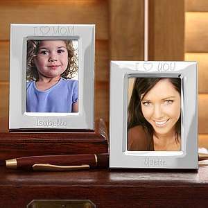   Engraved Silver Mini Picture Frame   I Love You Design