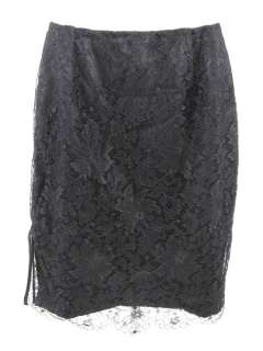 LINDA ALLARD ELLEN TRACY Black Lace Straight Skirt P4  