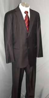 Vestimenta Spa Brown Striped 2 Button Wool Suit 42 L  