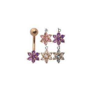   CZ Crystals in D Aqua Marine. Belly Button Ring Navel Rings Jewelry