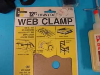 Metal Red Toolbox Tool Box + Tools Hammer C Clamp Stanley Web Tacks 