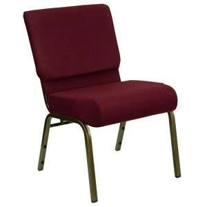  Burgundy 21 Extra Wide Church Chair with Gold Vein Frame 