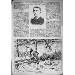   1884 Antique Portrait Newham Dog Ducks Pond Dadd Print