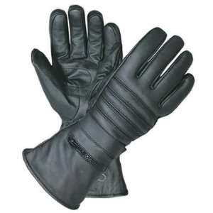   Insulated Leather Motorcycle Gloves w/ Rain Cover In Zippered Gauntlet