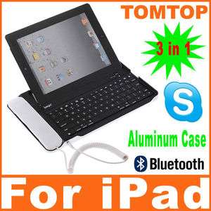 Bluetooth Keyboard with Skype Telephone Aluminum Case for ipad 1 2 
