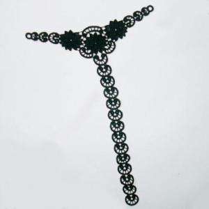 Black Venise Collar Lace Applique Trim T Shape 6x9  