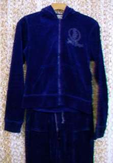   velour juicyland royal hoodie pants set sz m description size m fabric