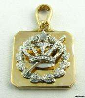 Order of Amaranth Crown Star Sword Wreath Charm Pendant   14k White 