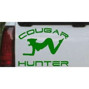 Dark Green 5in X 3.8in    Cougar Hunter Funny Car Window Wall Laptop 
