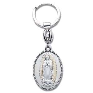  Sterling Silver Inset Our Lady of Guadalupe Key Chain Gift 
