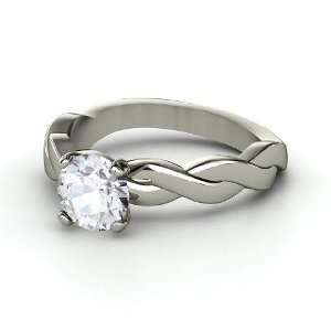  Ariadne Ring, Round White Sapphire Sterling Silver Ring 