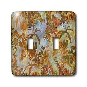 Lee Hiller Designs Batik Print   Gold Olive Rust Floral Leaves Batik 
