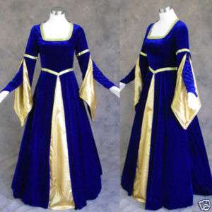 Medieval Renaissance Gown Dress Costume BLUE Wedding 3X  