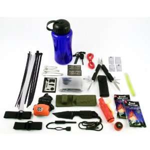   Survival Bottle & Emergency Outdoor Kit Whistle Compass Knife Headlamp