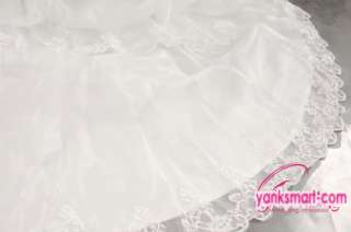 Long tail lace flower& crystal yarn bra style elegant wedding dress YW 