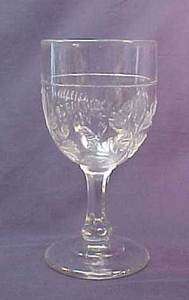 Bleeding Heart Early American Pattern Glass Goblet  