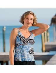 TravelSmith Womens Christina C/D Cup African Leaf Flared Tankini