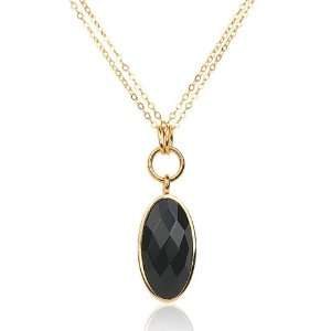   Sterling Silver and Faceted Black Agate Double Strand Drop Necklace