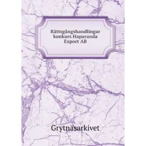   ¥ngshandlingar konkurs Haparanda Export AB GrytnÃ¤sarkivet Books