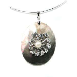  Blister Pearl Mother of Pearl Cz Pendant 66x41mm Jewelry