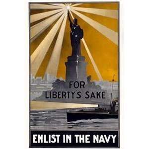  Vintage Art For Libertys sake, enlist in the Navy   22076 