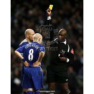 Manchester City v Everton   Andrew Johnson receives a yellow card from 