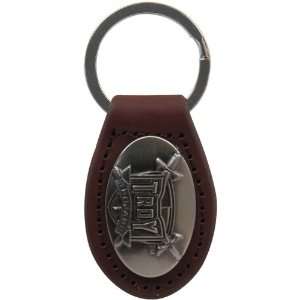 Troy University Trojans Brown Concho Leather Keychain