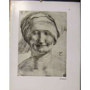  German Drawings Fine Art Portrait Of Lady Face C1923