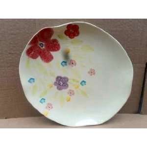  ArtTM 4 Pieces of Hand Painted Gorgeous Flowers 11 Inch Round Plate