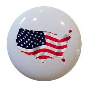  American Flag US Map Ceramic Cabinet Drawer Pull Knob 