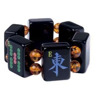  Black Tile and Amber Classic Mahjong Tile Bracelet Toys & Games