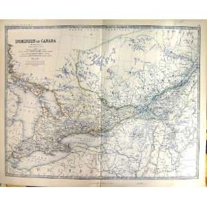   CANADA WESTERN JOHNSTON ANTIQUE MAP 1883 UNITED STATES ONTARIO QUEBEC