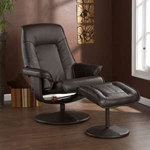  Lubbock Brown Leather Recliner and Ottoman