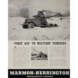 1943 Ad WWII Marmon Herrington Military Wrecker Truck   Original Print 