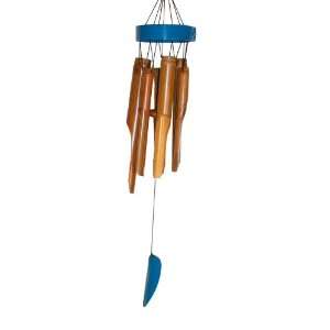  Asli Arts Med Blue Ring Bamboo 24 Inch Wind Chime Patio 