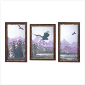 BALD EAGLES & Mountain Landscape MIRRORED PICTURES Set  