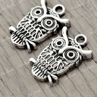 25 Tibet Style Tibetan Silver Animal Owl Charm Pendants Drop Findings 