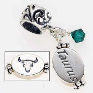 Zodiac May Emerald Swarovski Taurus Bull Charm Dangle Bead, European