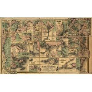  1862 Civil War map Harbors, United States