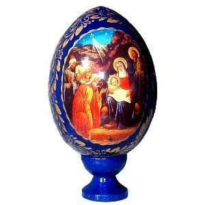  Russian Egg ~ Nativity Scene (Blue)