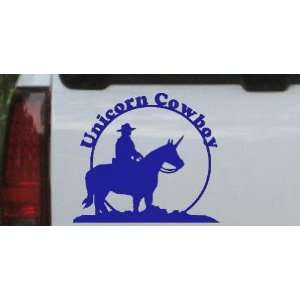 Unicorn Cowboy Funny Car Window Wall Laptop Decal Sticker    Blue 18in 
