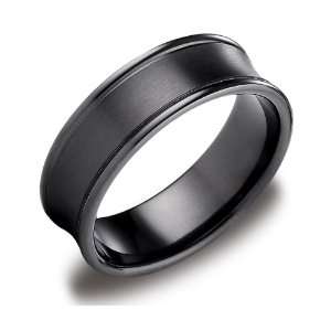 Mens Black Titanium 7.5 Round Edge Comfort Fit Wedding Band Ring with 