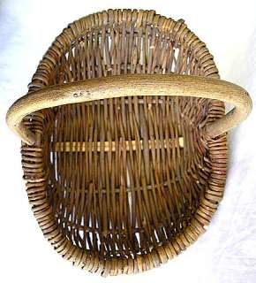 OLD BASKET FROM FRENCH MARKET WOVEN GRAPE VINE HANDLE  