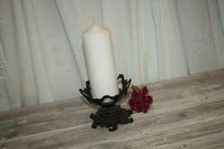 Vintage Black Cast Iron Pedestal Candle Holder Victorian Aesthetic 