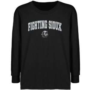  North Dakota Fighting Sioux Youth Black Logo Arch T shirt 
