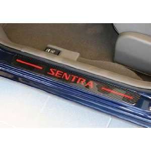 com 2009 2012 Nissan Sentra Carbon Fiber Kick Plates with Red Sentra 